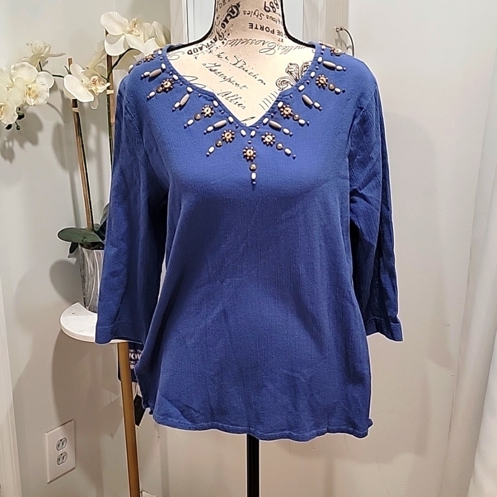 ✨️ BFA Classics Bohemian Style Crinkle Blouse Sz. Medium.  B13